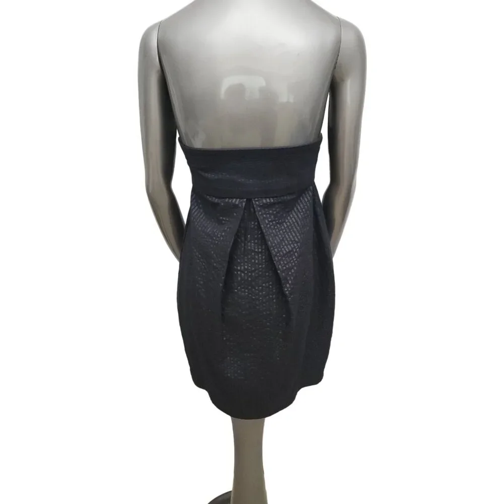 Nanushka Black Strapless Black Dress Subtle Stripe Extra Small XS